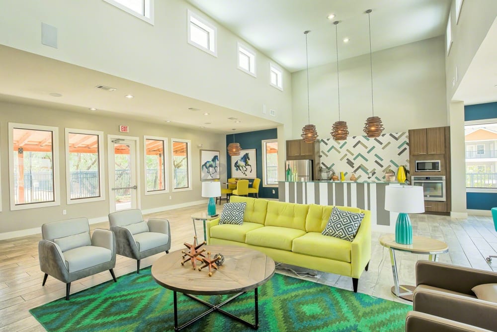Bright and inviting resident clubhouse at Creekside at Kenney's Fort in Round Rock, Texas