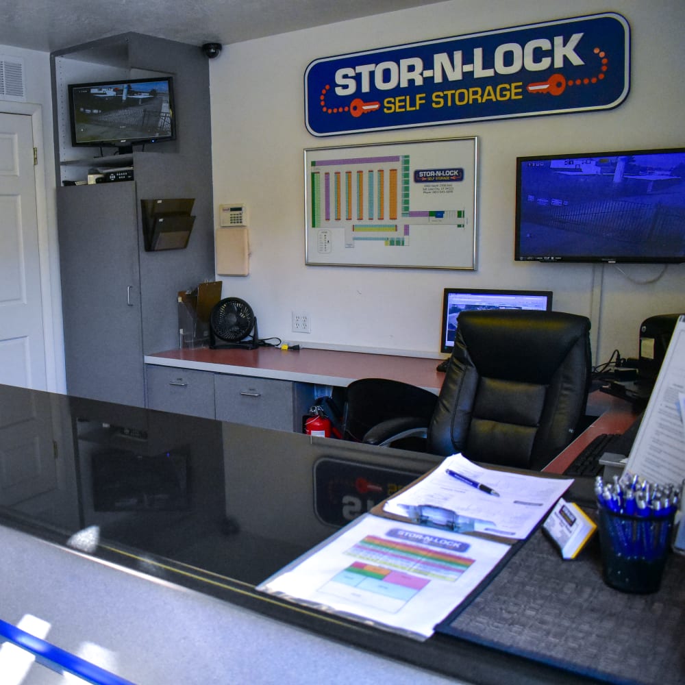 Inside the welcoming office at STOR-N-LOCK Self Storage in Cottonwood Heights, Utah