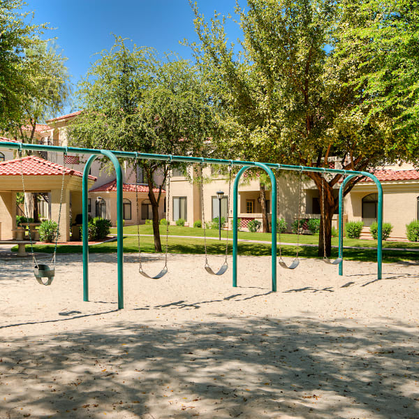Swing set at the childrens park at San Cervantes in Chandler, Arizona