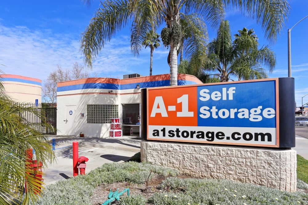 The front entrance to A-1 Self Storage in El Cajon, California