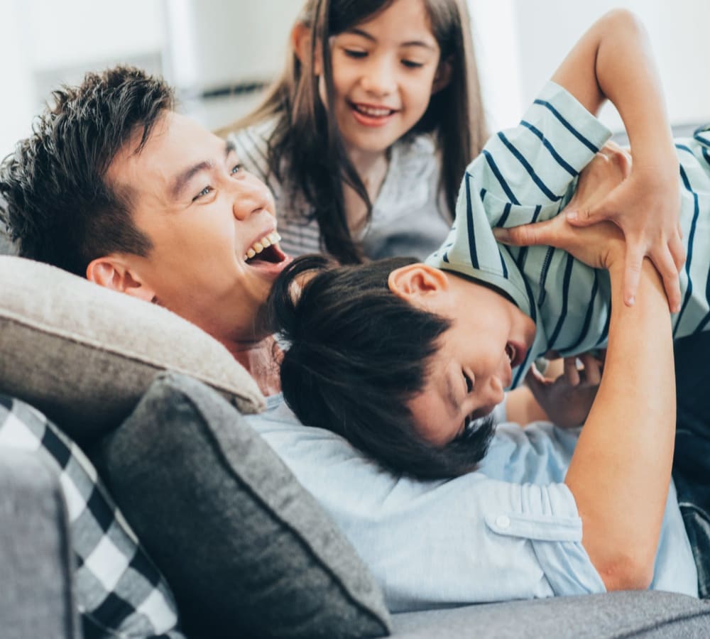 Residents enjoying their new apartment at The Villas at Woodland Hills in Woodland Hills, California