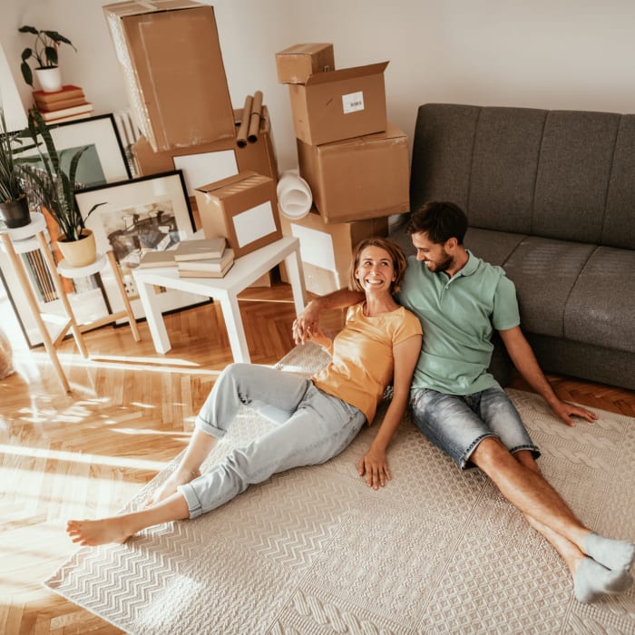 Couple relax after unloading from their unit at YourSpace Storage @ Hickory in Bel Air, Maryland