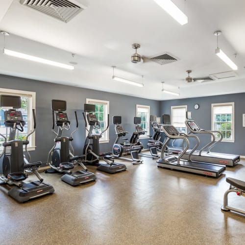 Fitness center at Orchards Apartments in Marlborough, Massachusetts