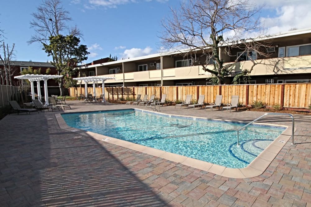 Resort-style pool at Parkway Apartment Homes in Fremont, California