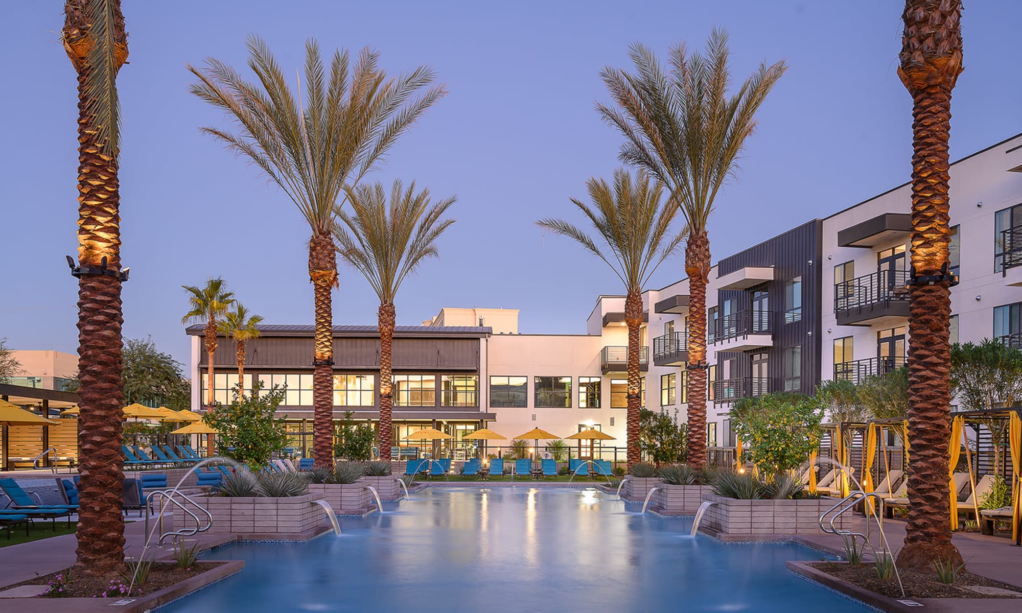 Resort-style pool at Hangar 44 in Phoenix, Arizona