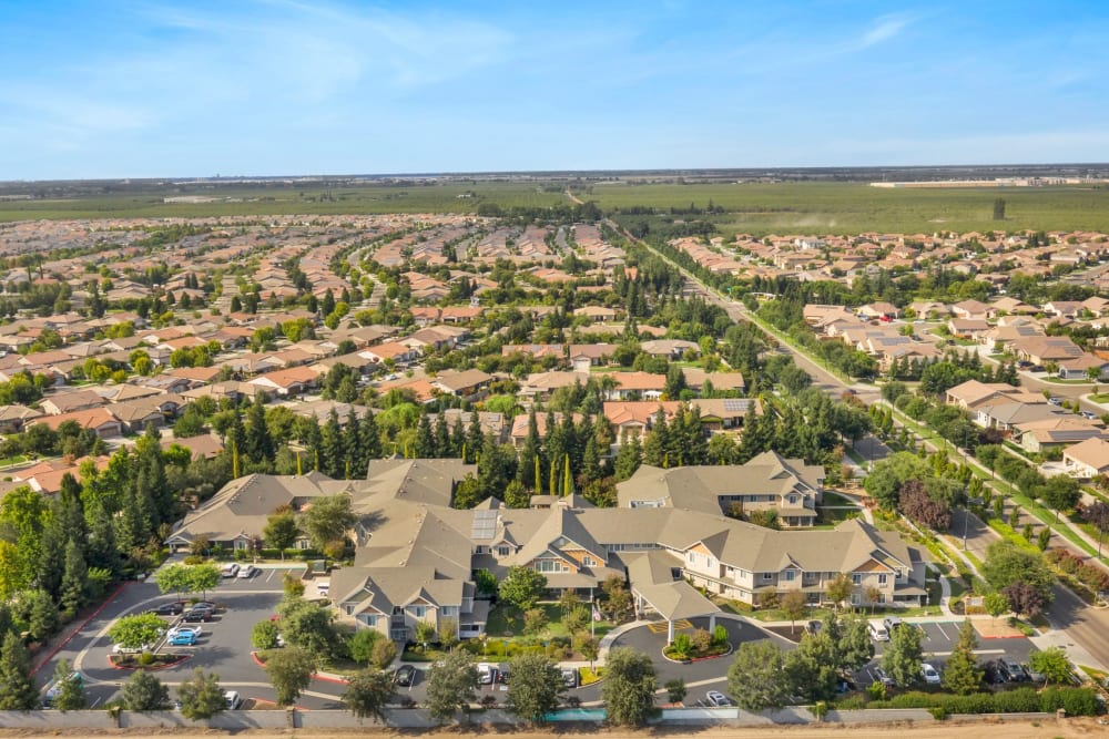 Birds eye view of The Commons at Union Ranch in Manteca, California