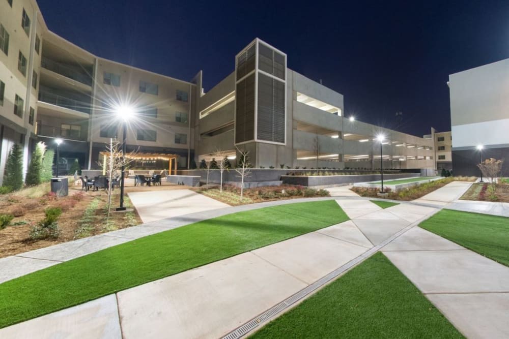 Walking paths through the courtyard at Argon in Oklahoma City, Oklahoma
