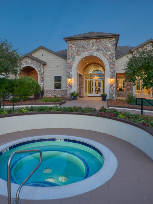 sunrise clubhouse and spa at Legend Oaks Apartments in Aurora
