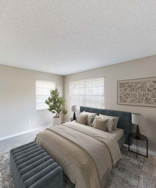 Bedroom with windows at Cypress Run in Orlando, Florida
