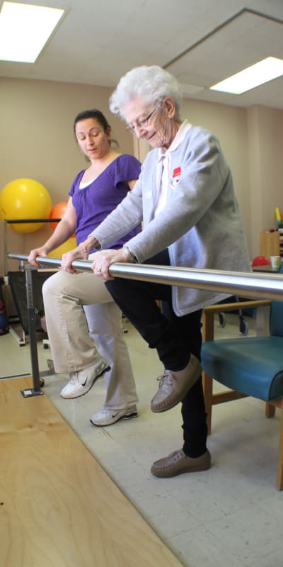 Residents at an exercise class at Edgerton Care Center in Edgerton, Wisconsin