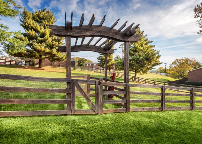 Onsite dog park at Audubon Park in Nashville, Tennessee