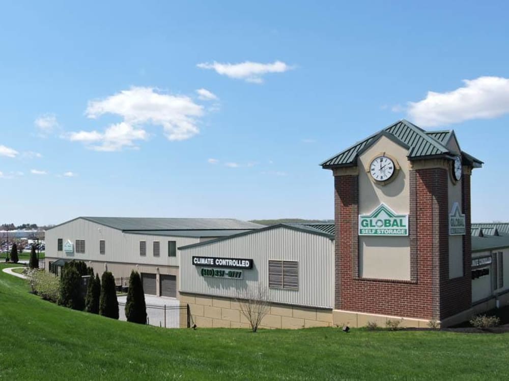 The signage in front of Global Self Storage location