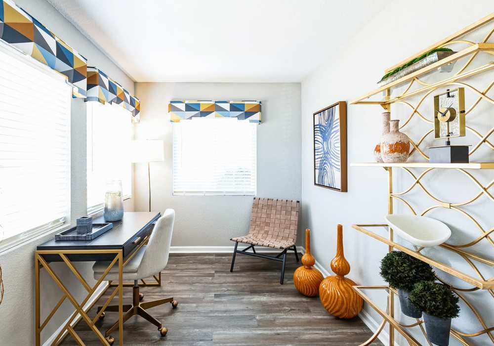 Bright study with windows at Hidden Creek Village in Fayetteville, North Carolina