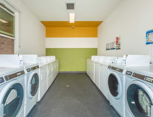 Community laundry facility at First Street in , California