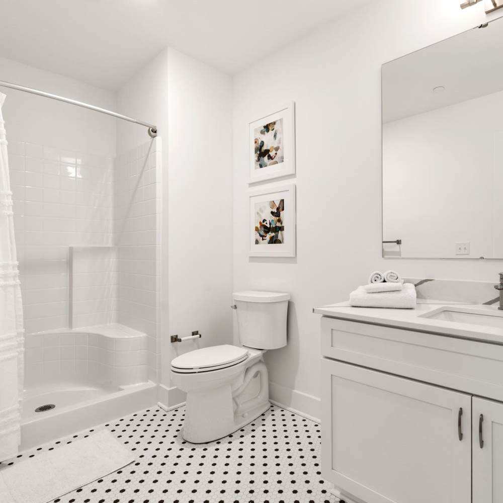 Bathroom with bath tub at Henrietta Place in Rochester. NY