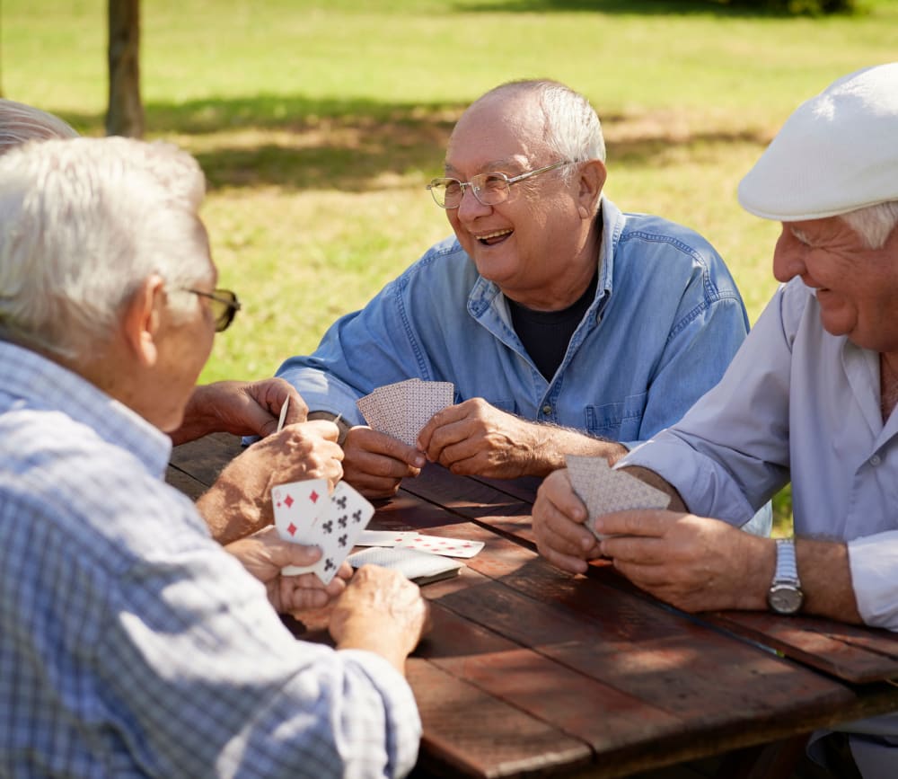 Residents playing cards at Clearwater at Rancharrah in Reno, Nevada