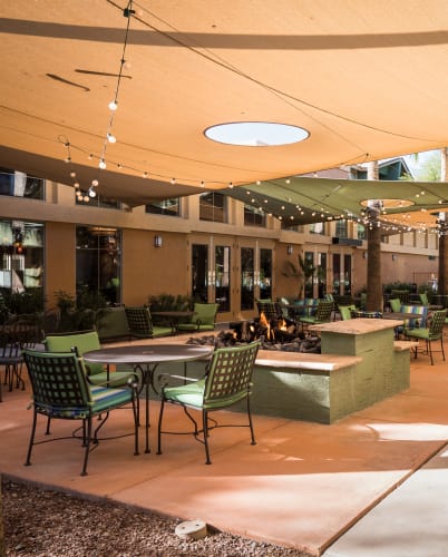 Community patio at McDowell Village in Scottsdale, Arizona