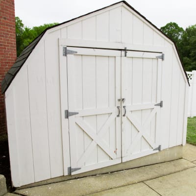 Storage shed behind house at Carpenter Park in Patuxent River, Maryland