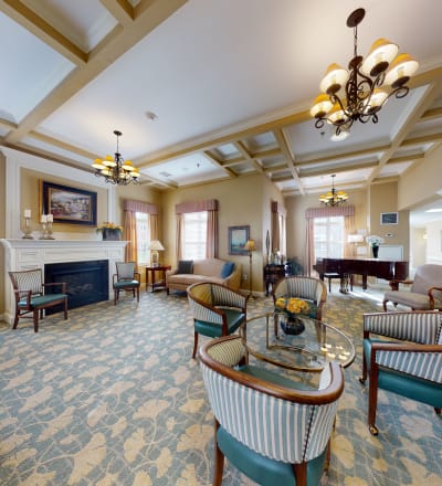 Seating in the lobby at The Keystones of Cedar Rapids in Cedar Rapids, Iowa