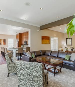 Seating with couch in resident clubhouse at Berkley Manor in Cranberry Twp, Pennsylvania