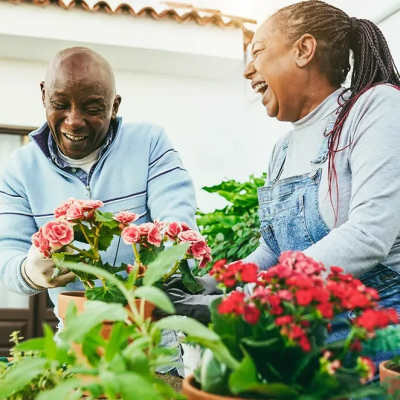 Resident couple enjoying their home at Mariposa at Hunter Road in San Marcos, Texas
