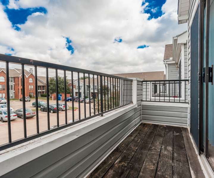 Private balcony at Oakwood Condos Bedford in Bedford, Texas 