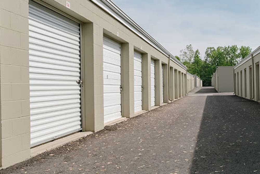 Roll-up doors on self storage units at StayLock Storage in Muncie, Indiana