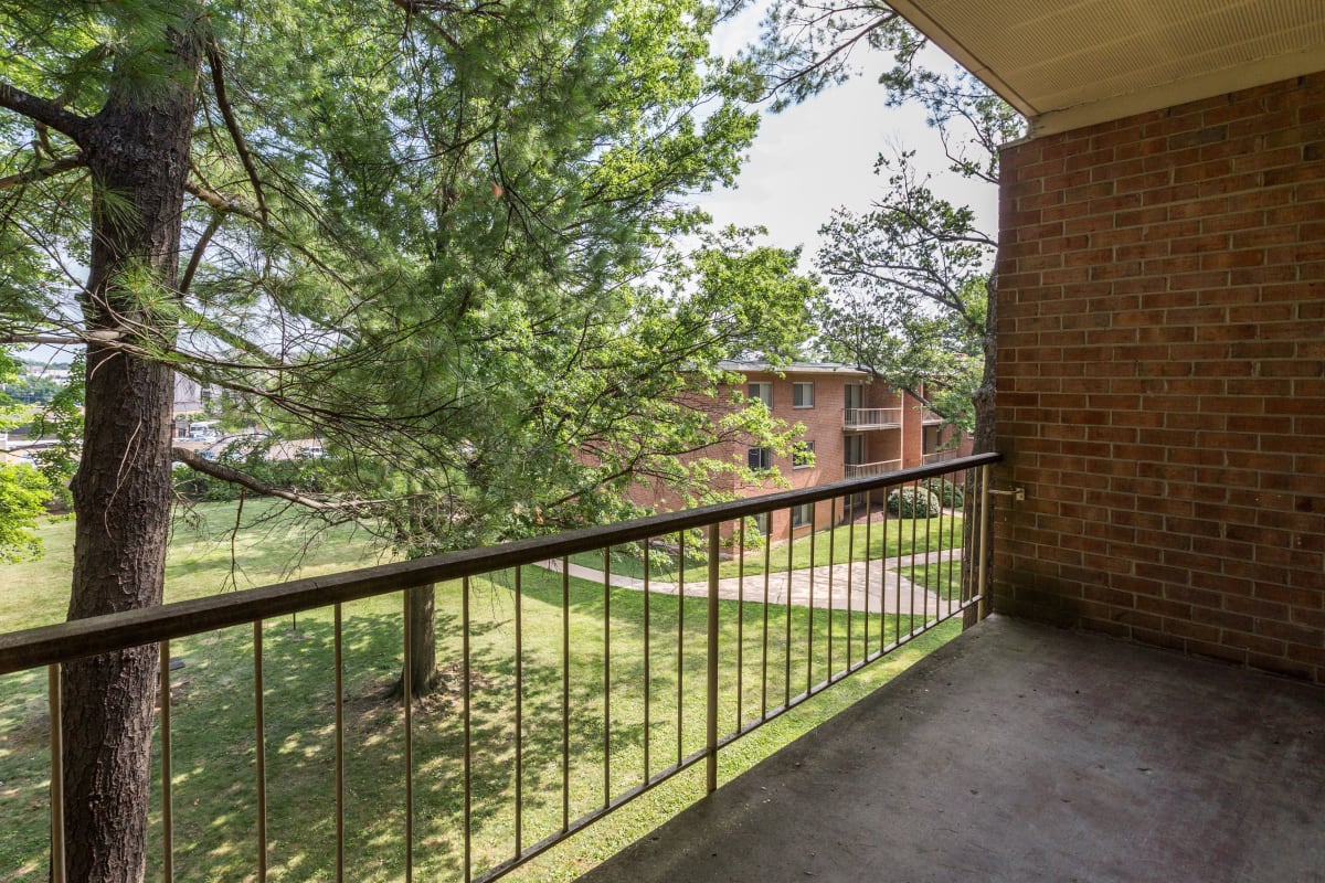 Private patio area right outside your living room at Parkway Plaza in Washington, District of Columbia