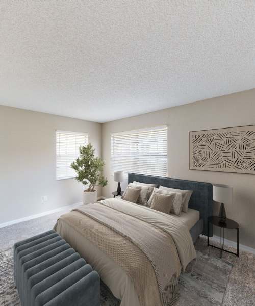 Bedroom with windows at Cypress Run in Orlando, Florida