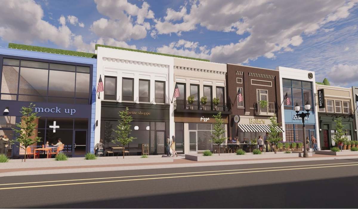 Exterior view of apartments at Brick Row in Lansing, Michigan