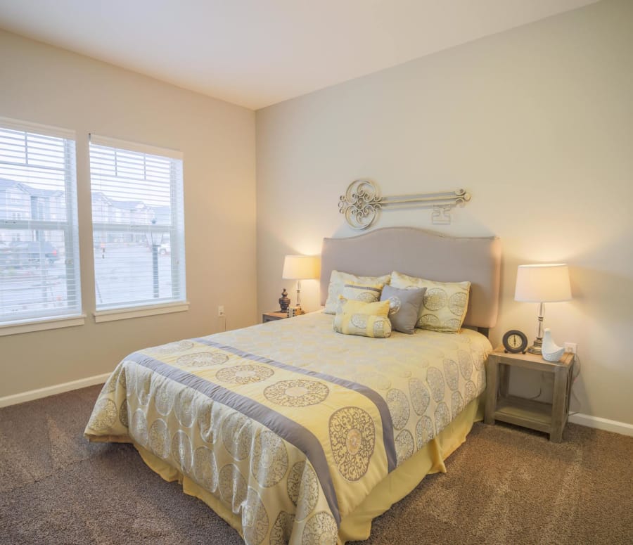 Bright bedroom at Keizer Station Apartments home in Keizer, Oregon