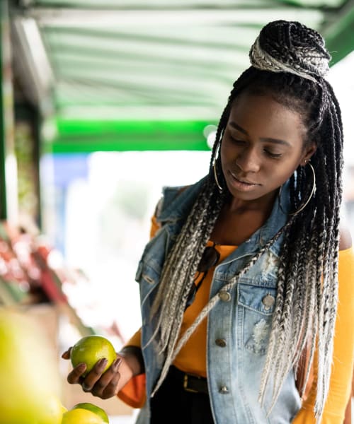 Resident shopping at a market near Shasta Terrace in Vacaville, California