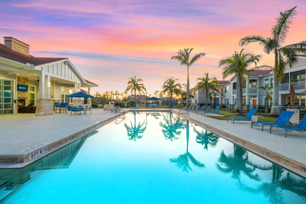 Beautiful swimming pool at sunset Waterline Estero, Estero, Florida