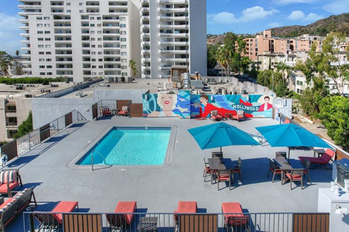 A pool with a view at The Ruby Hollywood, Los Angeles, California