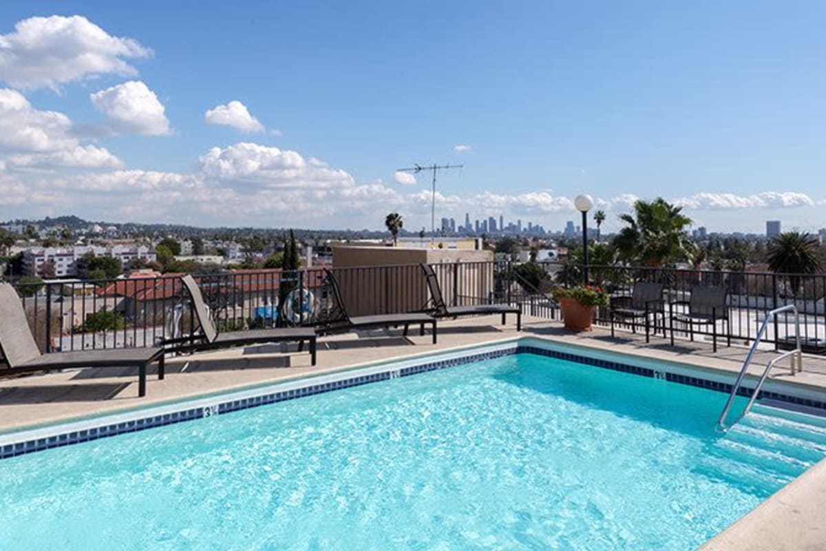 Pool with a view at Media Towers, Los Angeles, California