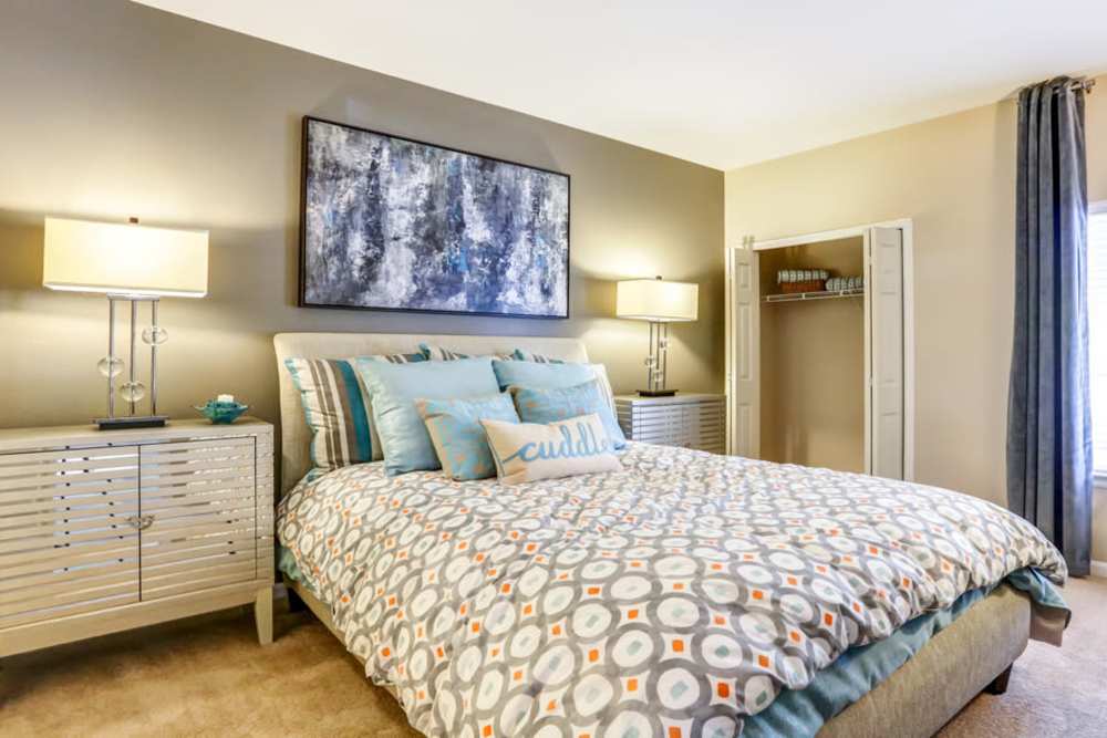 Bedroom with closet at Skyecrest Apartments in Lakewood, Colorado