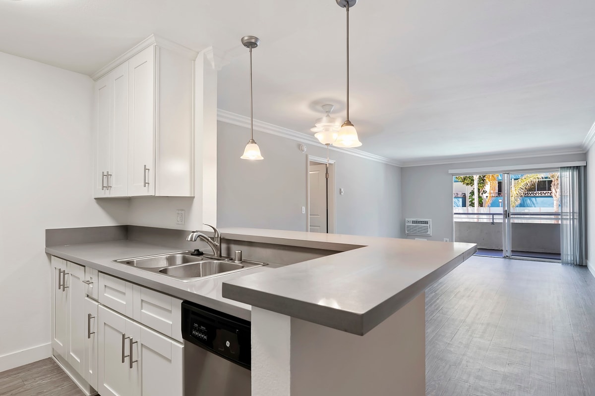 Spacious kitchen at Westside Terrace, Los Angeles, California