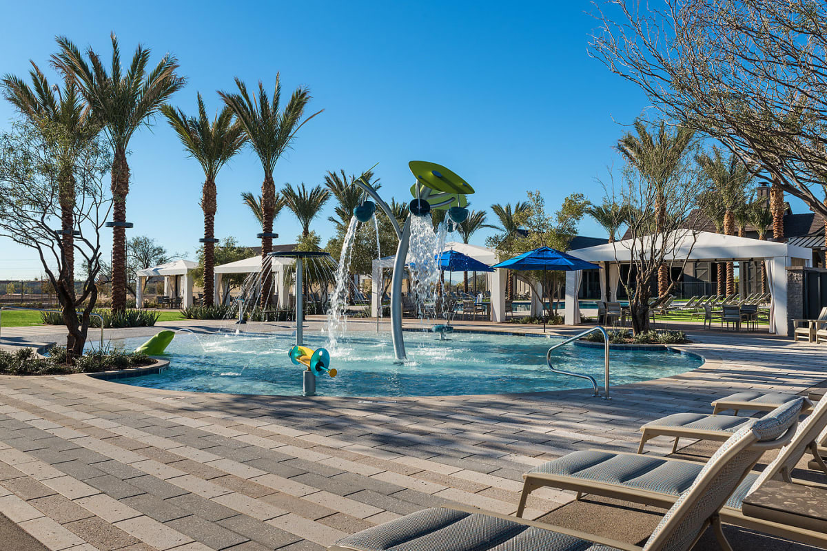 The splashpad at BB Living at Union Park in Phoenix, Arizona