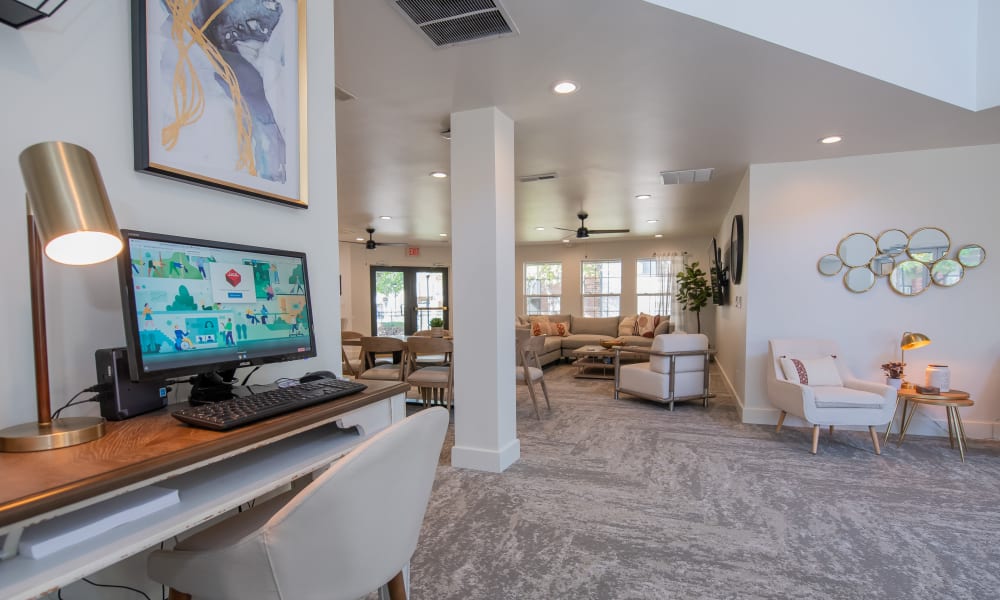 Communal computer area at Huntington Park Apartments in Wichita, Kansas