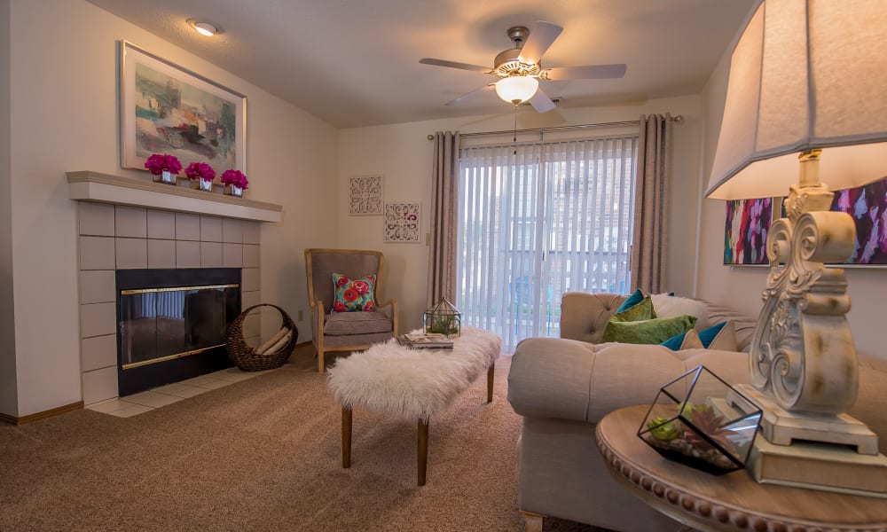Living room at Huntington Park Apartments in Wichita, Kansas