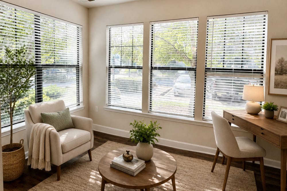Furnished sunroom at Crescent Park Commons in Greer, South Carolina