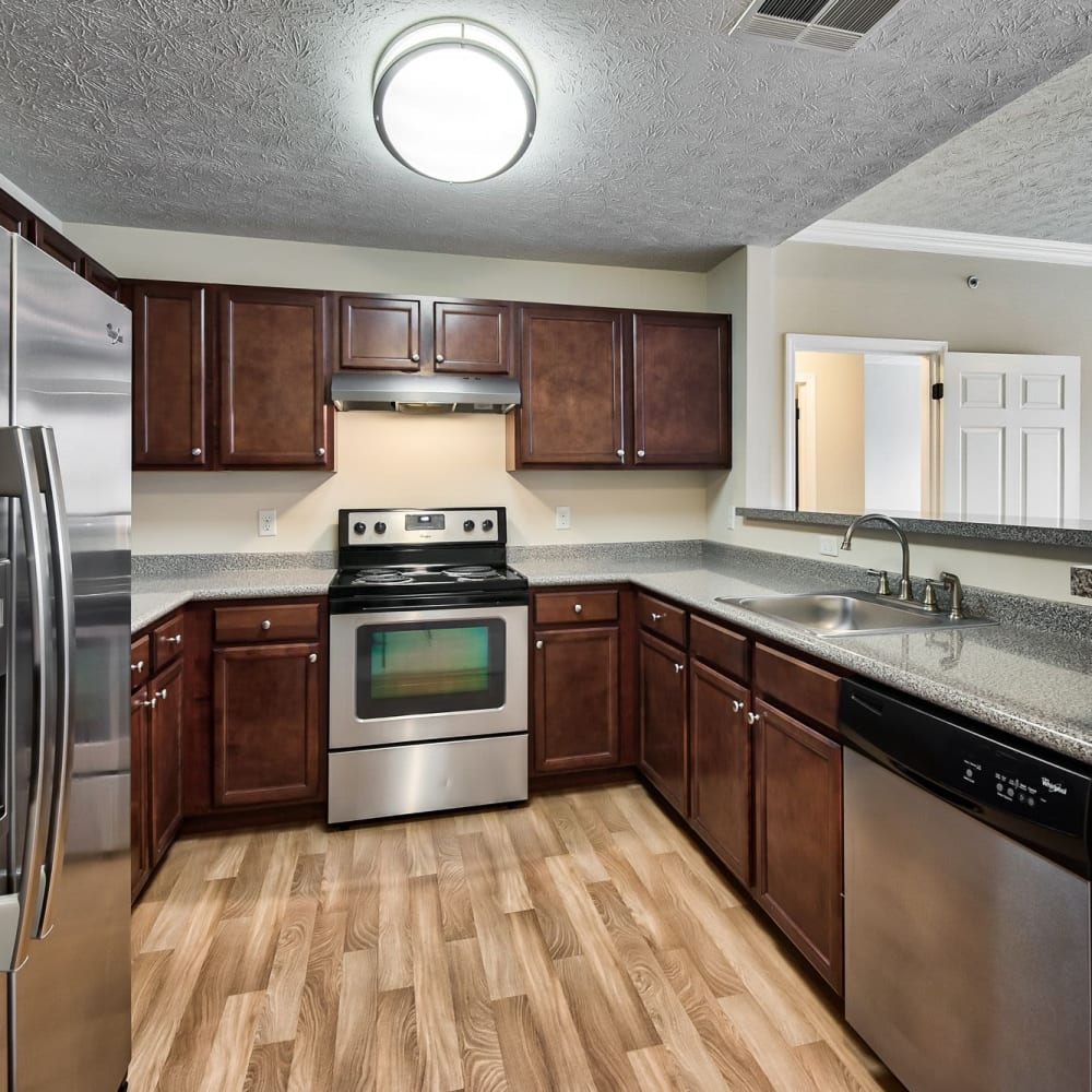 Kitchen with stainless-steel appliances at Chatham Commons, Cranberry Township, Pennsylvania