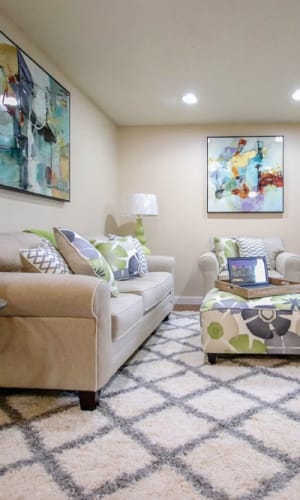 Spacious model living room at Buffalo Ridge in Princeton, Texas