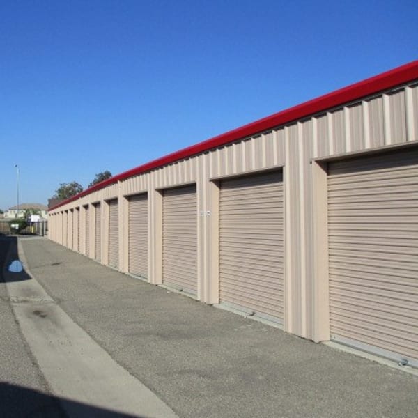 Outdoor storage units at StorQuest Self Storage in Ripon, California