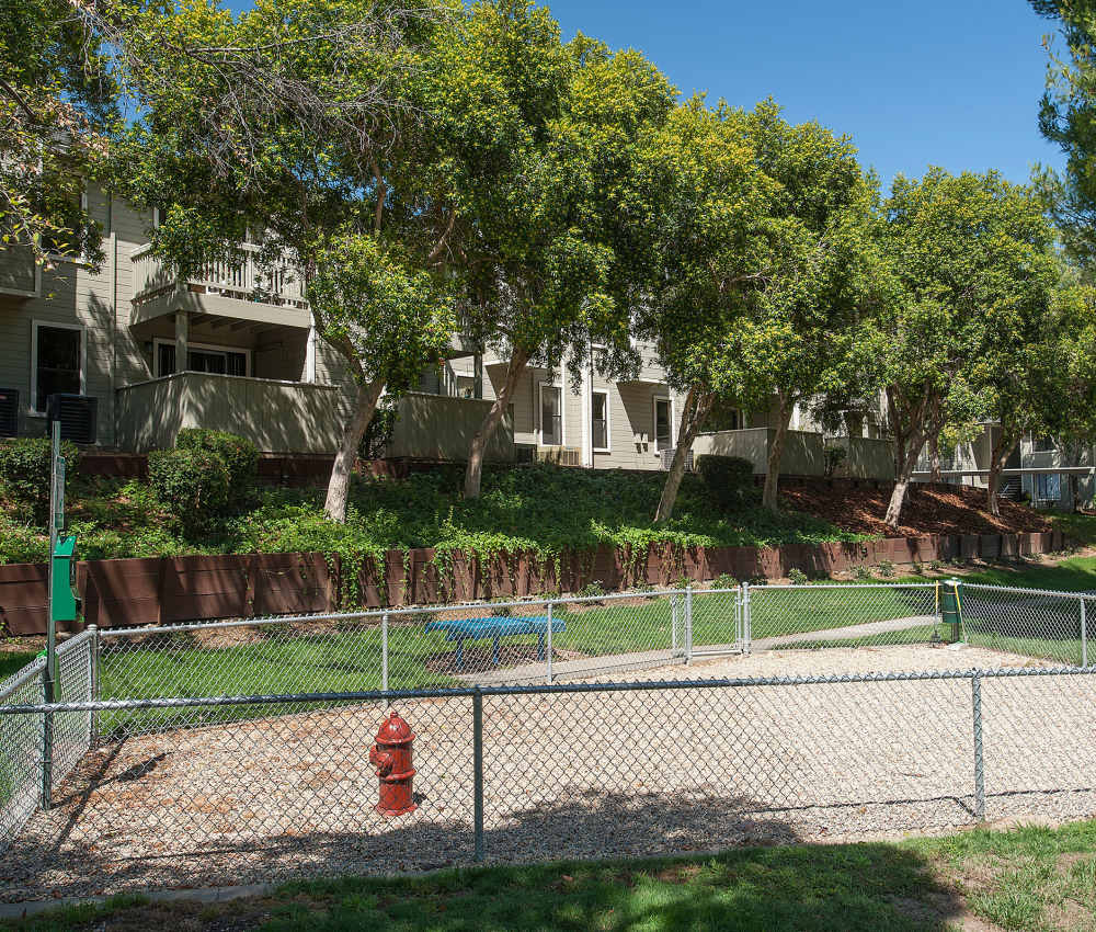 Fenced bark park at Sandpiper Village Apartment Homes in Vacaville,California