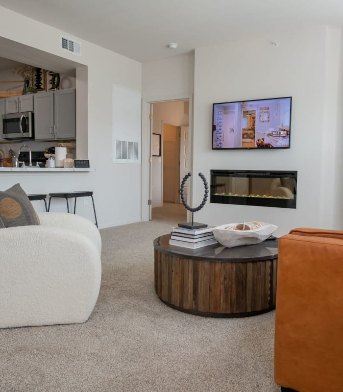 Living room at Center 301 Apartments in Belton, Missouri
