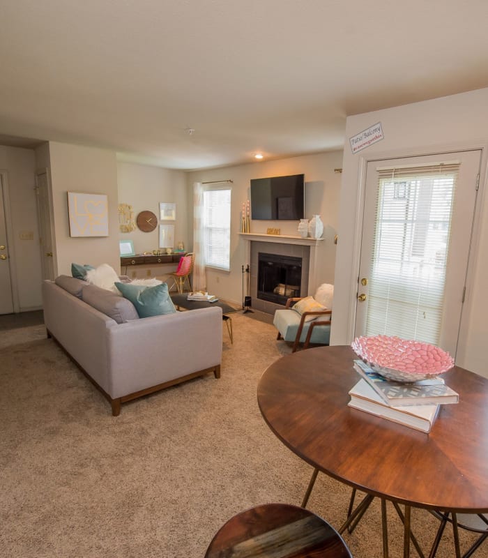 Living room at Crown Chase Apartments in Wichita, Kansas