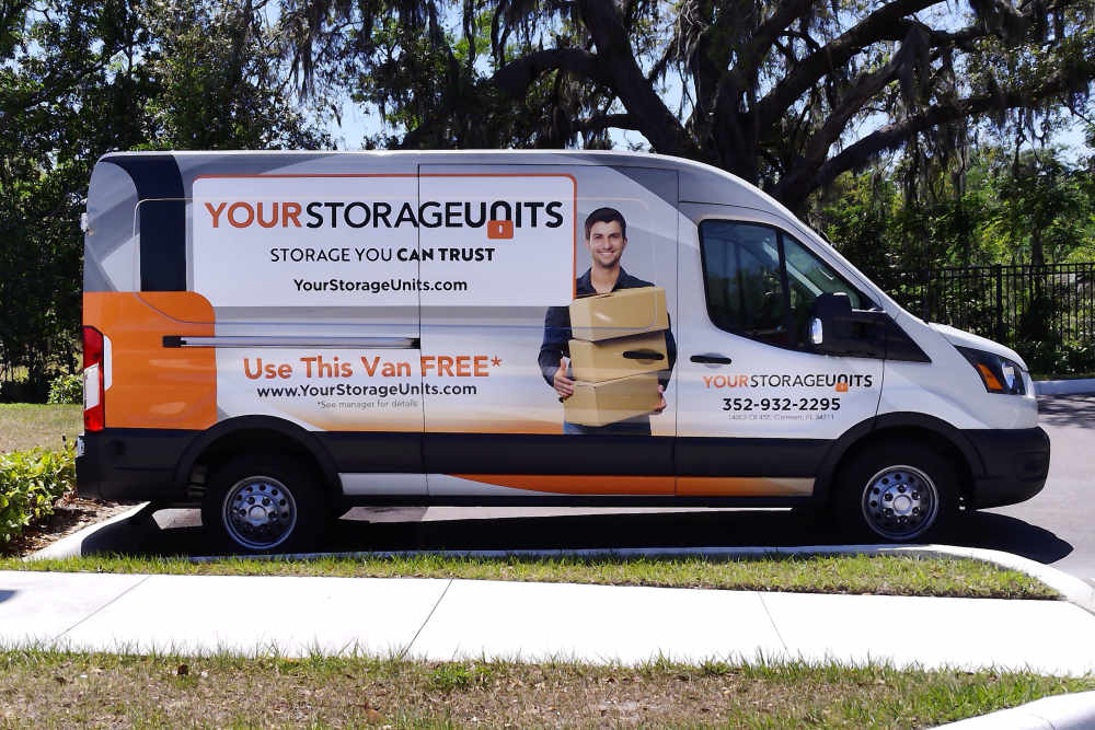 Moving van, at Your Storage Units Clermont in Clermont, Florida.