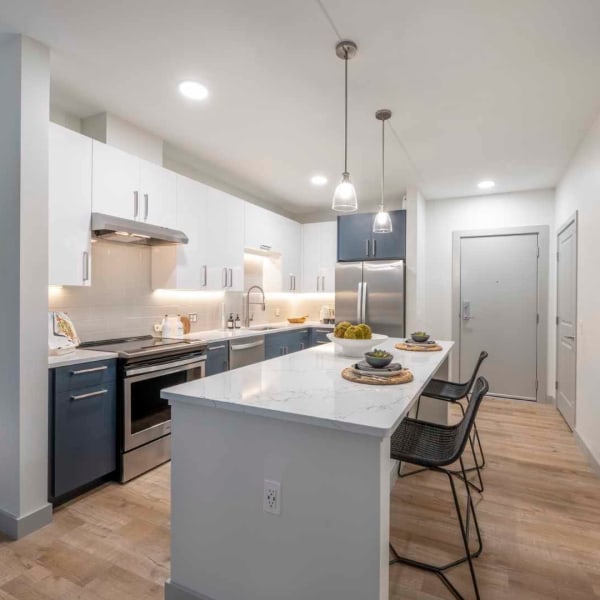 Upscale apartment kitchen at The Val in Billerica, Massachusetts