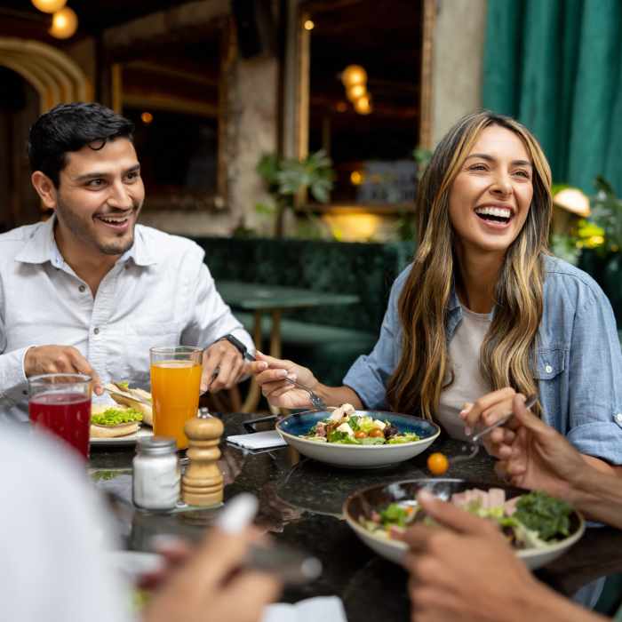 Residents dining at a restaurant near Carriage Court in Cincinnati, Ohio